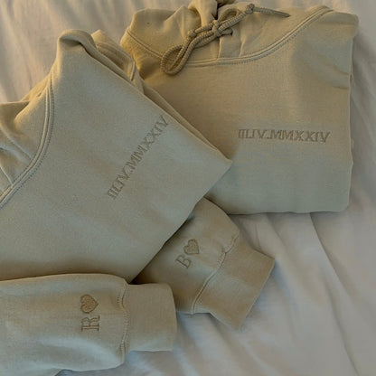 Ensemble sweat à capuche avec date et initiale