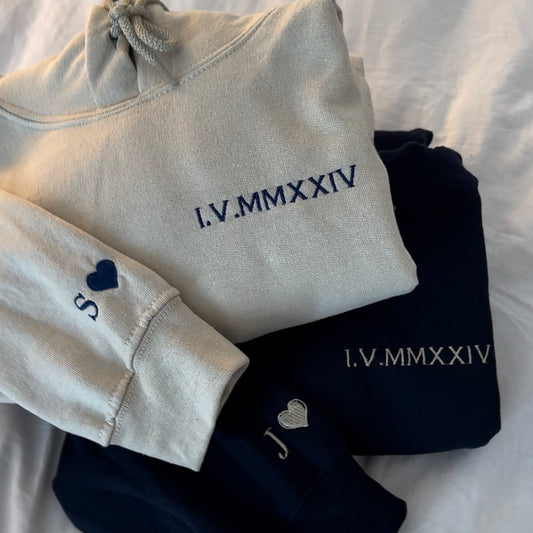 Hoodie-set met datum en initiaal