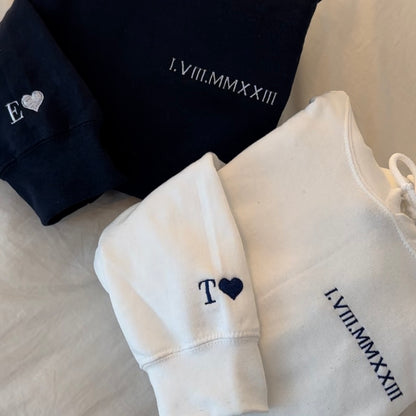 Ensemble sweat à capuche avec date et initiale